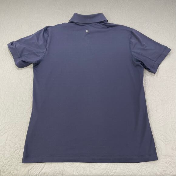 Lululemon Shirt Mens Medium Blue Golf Polo‎ Solid Performance Tech Active - Picture 3 of 5